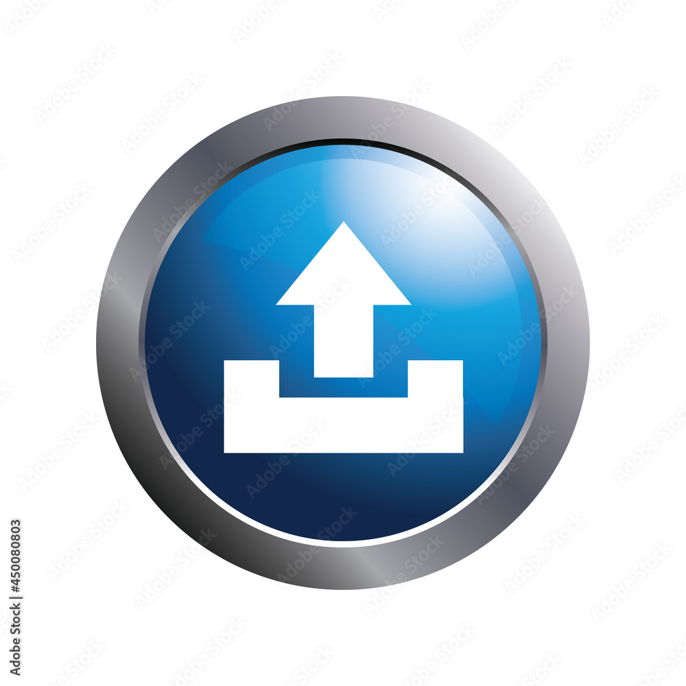 Blue vector button isolated with upload icon. Blue vector button isolated with upload icon.