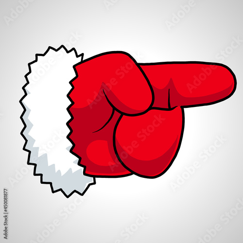 Santa Claus Glove Hand Pointing Christmas Illustrated Cartoon Drawing