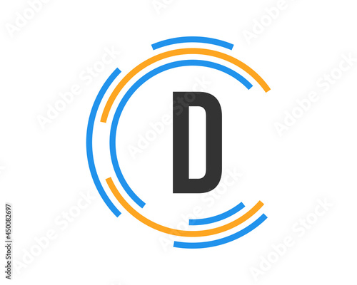 Technology logo design with D letter concept. D Letter technology logo