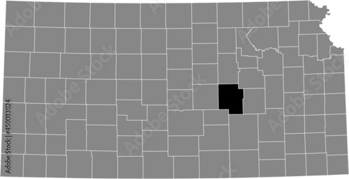 Black highlighted location map of the Marion County inside gray map of the Federal State of Kansas, USA