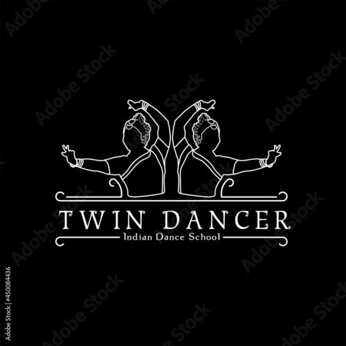 twin indian dancer logo, monoline design