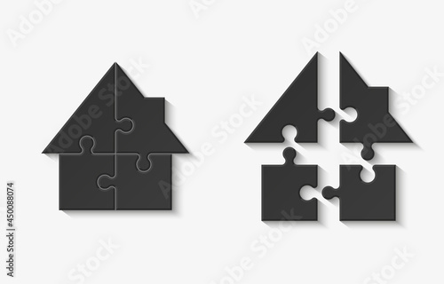 Wallpaper Mural Puzzle house presentation. Home puzzles kit banner. Infographic template with explanatory text field for business statistics. puzzle building illustration. Four pieces home Torontodigital.ca
