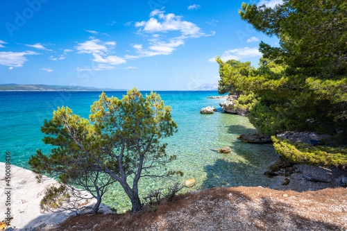 amazing azure coast in Baska Voda on Makarska riviera, Dalmatia region of Croatia photo