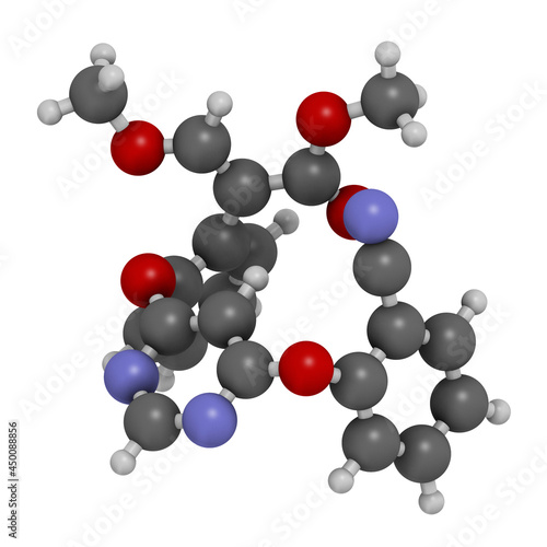 Azoxystrobin fungicide molecule. 3D rendering. photo