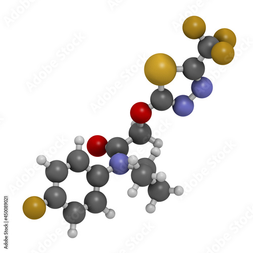 Flufenacet herbicide molecule. 3D rendering. photo