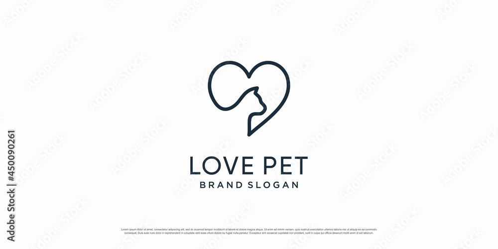 Pet logo with creative element with dog and cat object Premium Vector part 1