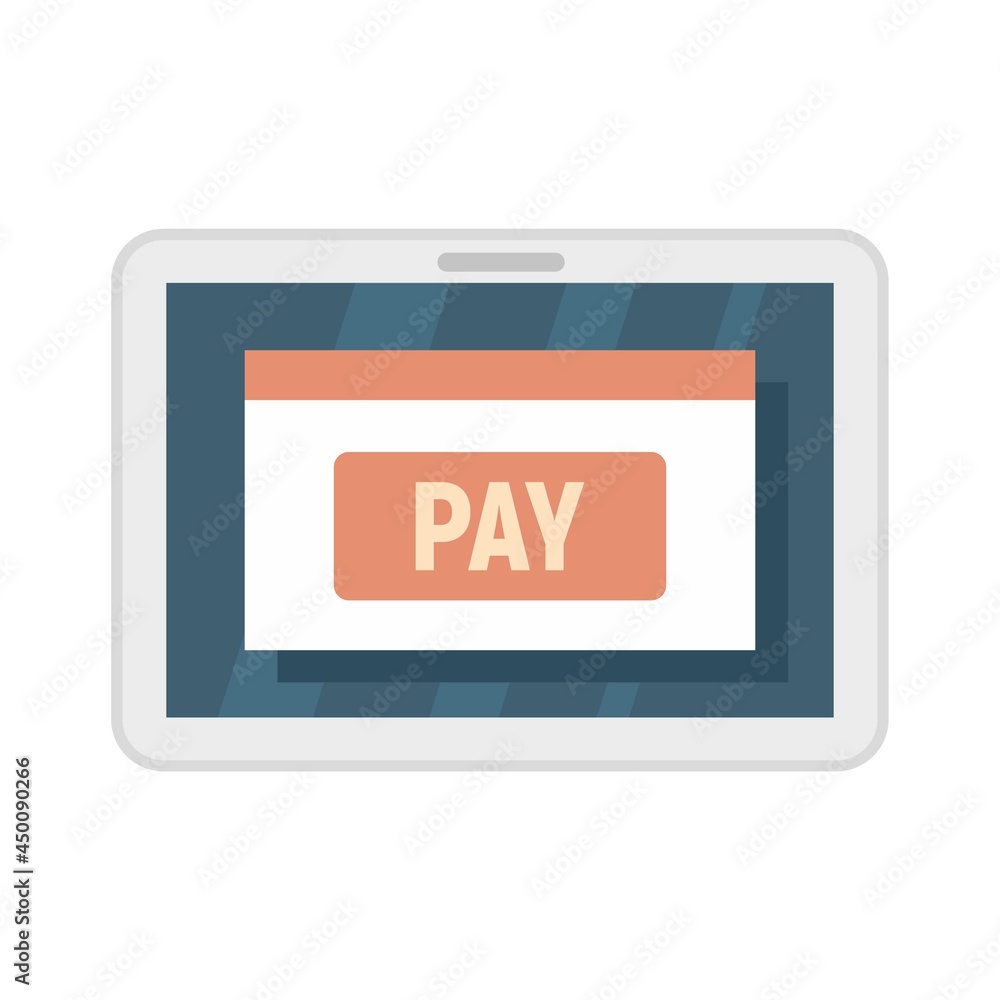 Tablet pay digital wallet icon flat isolated vector Tablet pay digital wallet icon flat isolated vector