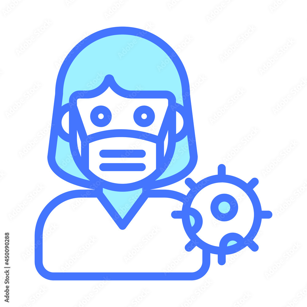 Female Coronavirus Infected Healthcare Medical, vector graphic Illustration Icon.