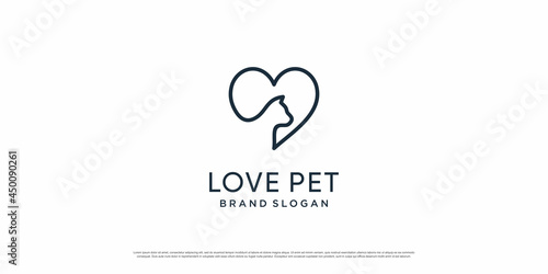 Pet logo with creative element with dog and cat object Premium Vector part 1