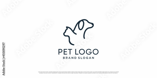 Pet logo with creative element with dog and cat object Premium Vector part 3