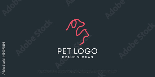 Pet logo with creative element with dog and cat object Premium Vector part 4