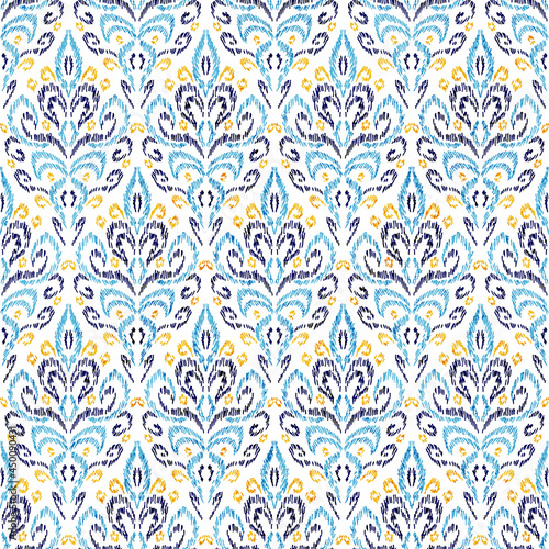 Embroidered seamless damask pattern. Bohemian print ogee for home decor  scrapbooking  pillows  carpets. Vector illustration.