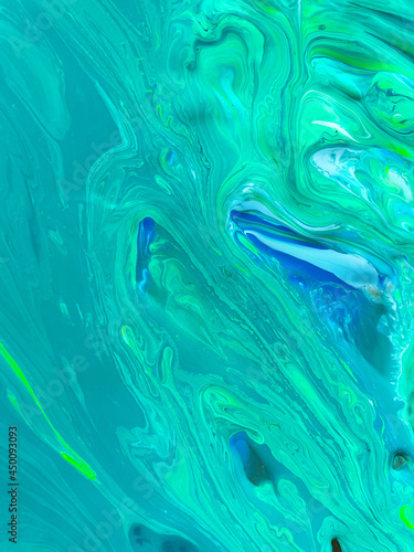 Abstract art background in green and blue neon tones