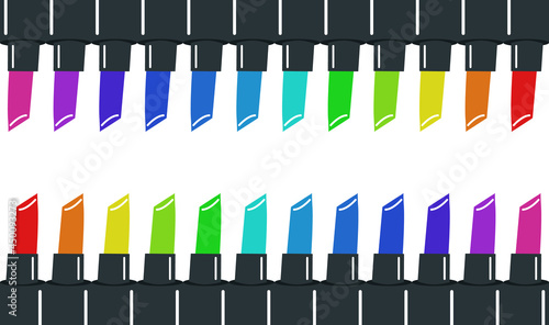A frame of lipsticks for a banner, a website. Border of multicolored lipsticks