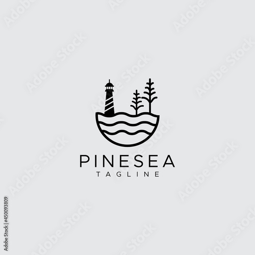 Desain Logo Pinus. Pohon Pinus Logo Vektor. Templat Logo Hutan Pinus