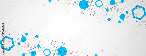 Modern science or technology abstract background using hexagonal shapes. Vector.