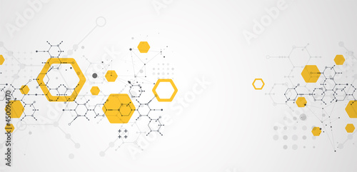 Modern science or technology abstract background using hexagonal shapes. Vector.