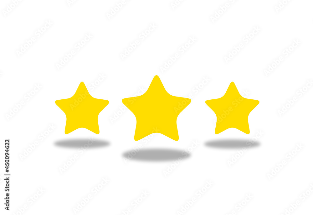 Three star isolated on white background. Consumer rating and services related consept. Three star isolated on white background. Consumer rating and services related consept.