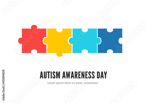 Autism awareness day concept with colorful puzzles vector illustration for banner, flyer, postcards