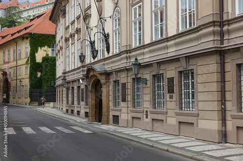Street view with ancient buildings in Prague  Czech Republic