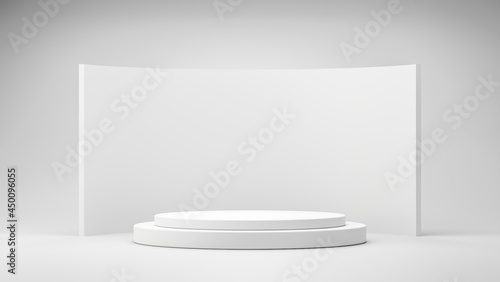 3D render, Minimal empty podium or pedestal display and backdrop,Blank product shelf for presentation. photo