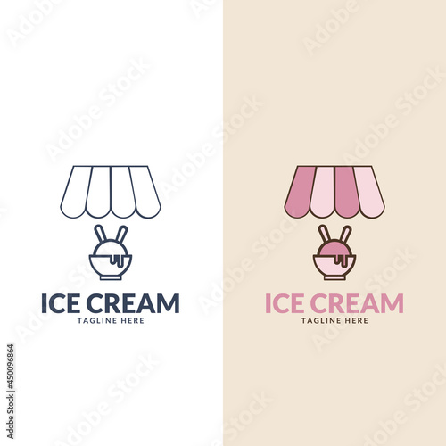 Logo Ice cream. Vector italian ice cream labels. Retro logos for cafeteria or bar.