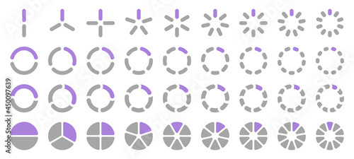 Set Gerundete Tortendiagramme Grau Lila