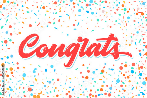 Congrats. Greeting card. Vector handwritten lettering banner.