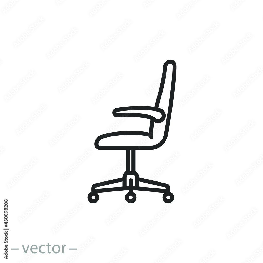 office or computer chair icon, work vacancy, hiring job, search employee concept, thin line symbol on white background - editable stroke vector illustration office or computer chair icon, work vacancy, hiring job, search employee concept, thin line symbol on white background - editable stroke vector illustration