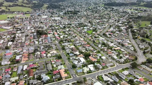 Kensington, suburb of Whangarei City, New Zealand. Aerial cityscape of housing area photo