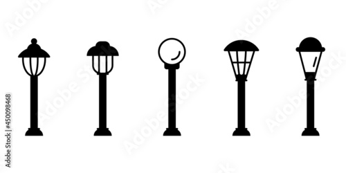Garden lamp icon set, Garden lamp silhouette vector. Vector illustration eps.10 © yudhi