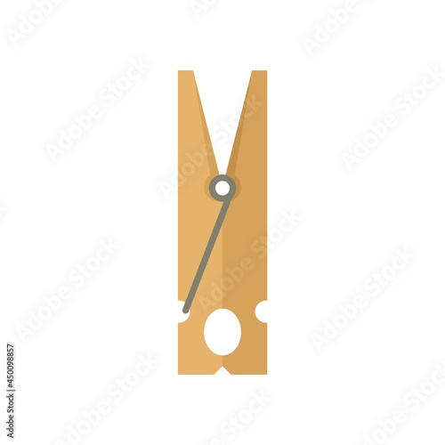 Wooden clothes pin icon flat isolated vector