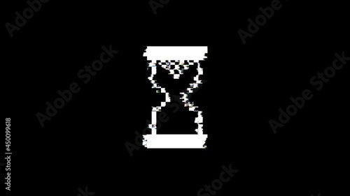 loading Hourglass icon pixel sand clock animation with glitch effect  video footage, 4K photo