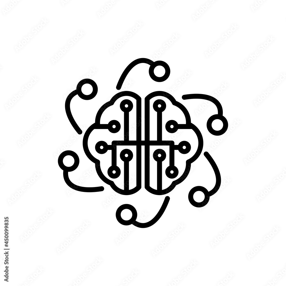 Artificial intelligence thin line icon. High tech. Machine science. Modern vector illustration. Artificial intelligence thin line icon. High tech. Machine science. Modern vector illustration.