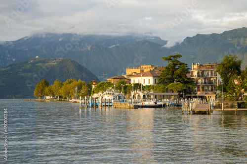 Lake Iseo Italy. Lago d'Iseo or Sebino with the Italian village Iseo photo
