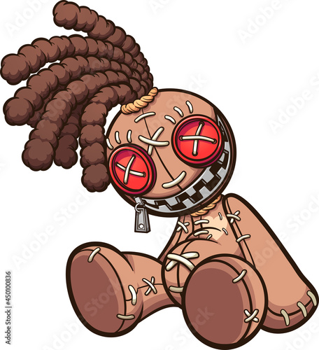 Voodoo doll with dreadlocks sitting down Fototapeta