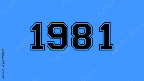 1981 number black lettering blue background