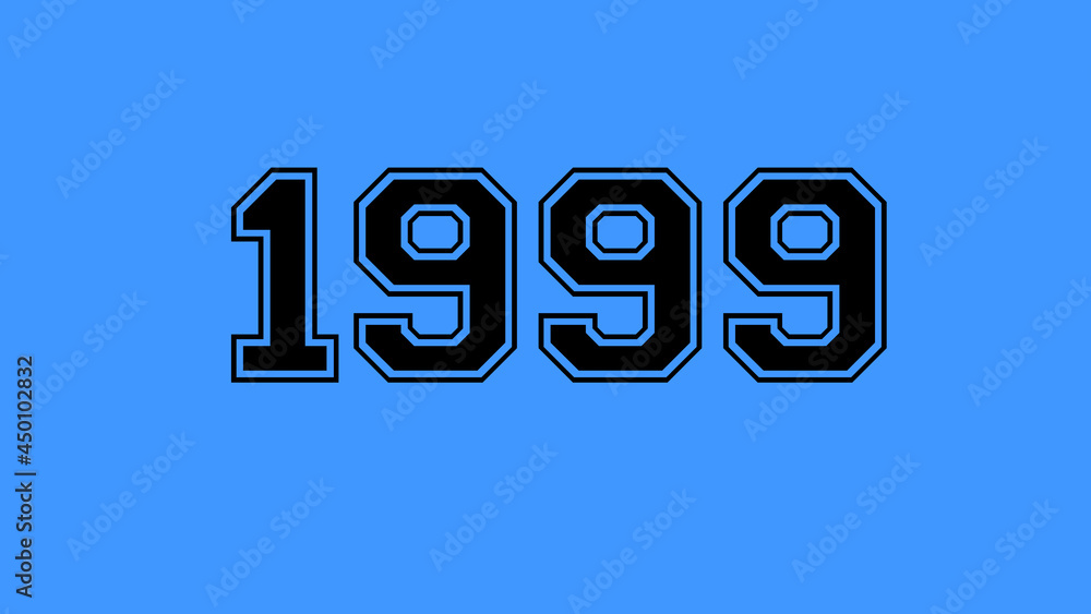 1999 number black lettering blue background 1999 number black lettering blue background