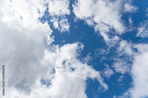 Beautiful blue sky and white clouds. The background of nature.