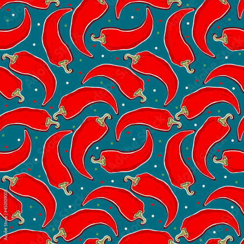 Chili pepper on blue