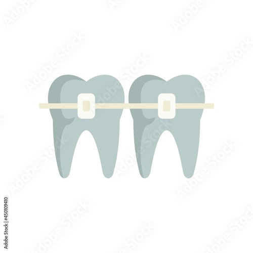 Tooth brackets icon flat isolated vector