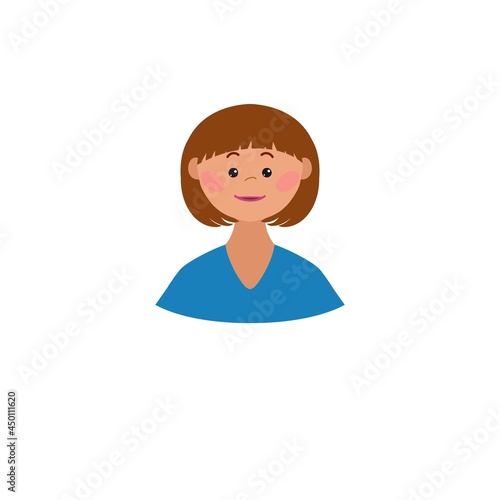 A portrait of a girl, an avatar with emotions, a sticker on a white background. For presentation, advertising, checklist, manual, booklet, postcard, book