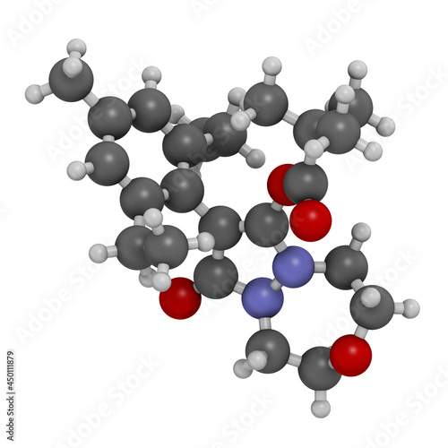 Pinoxaden herbicide molecule. 3D rendering. photo