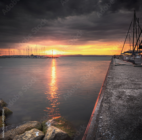 Wonderful sunset over lake ...