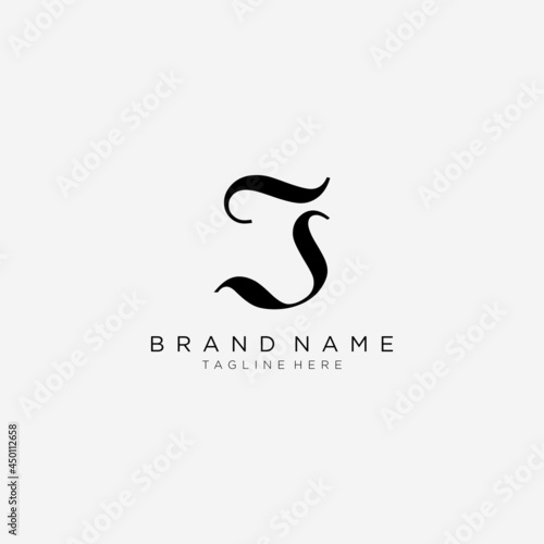 Initials letters J and S logo design modern line art template.