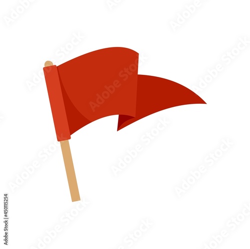 Red flag mission icon flat isolated vector photo