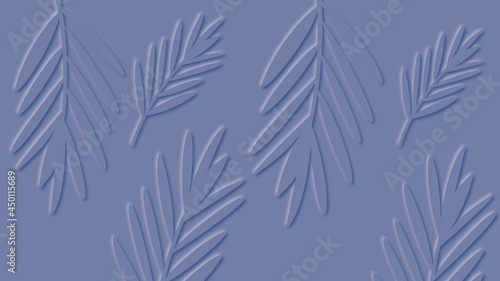Blue summer background with leaves.