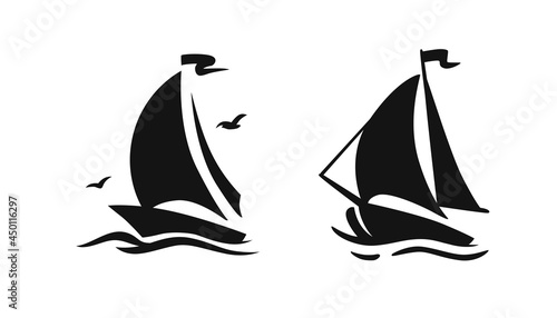 Canvastavla Sailing boat, sailboat symbol logo