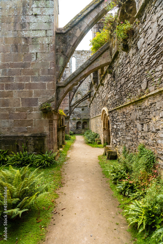 Gardens inside the Abbaye de Beauport in the village of Paimpol, Côtes-d'Armor department, French Brittany. France