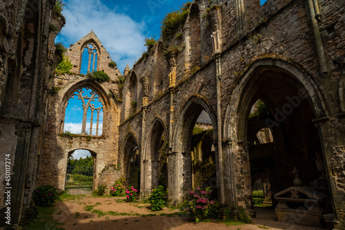 Ruins of the church of Abbaye de Beauport in the village of Paimpol, Côtes-d'Armor department, French Brittany. France